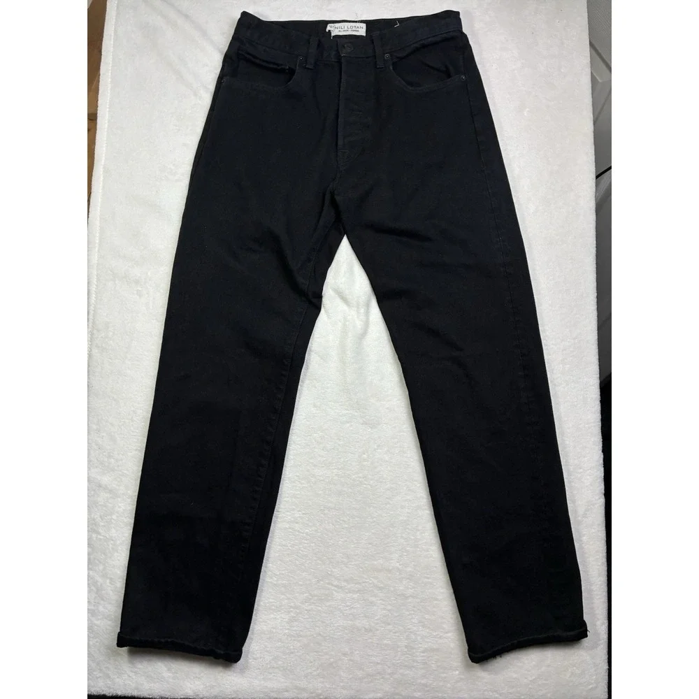 Nili Lotan || Archer Jeans High Waist Straight Taper in Black Size 26